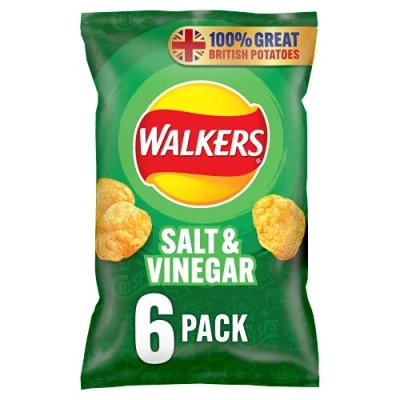 Image of Walkers Salt and Vinegar Crisps, 6 x 25 g (Packaging May Vary)