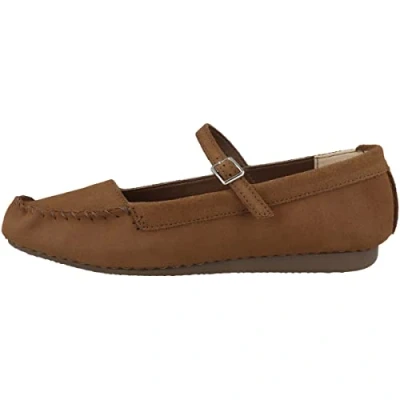 Image of Clarks Women&#039;s Freckle Bar Ballet Flat, Dark Tan Suede, 5 UK