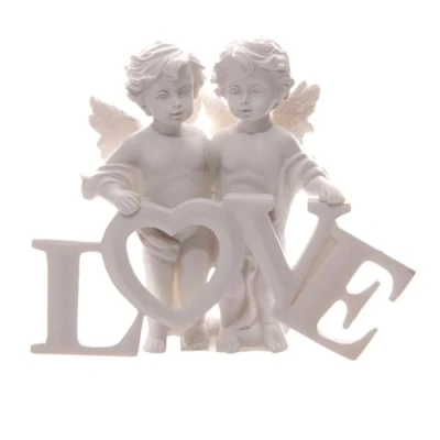 Image of Puckator Cherubs Pair Holding Love Letters Romantic Modern Wedding Gift Gifts For Girlfriend Fairy Fairies Grave Ornaments Figurine Valentines Day Her Him Home Decor