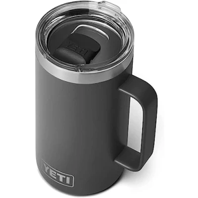 Image of YETI Rambler Mug, Vacuum Insulated Stainless Steel Stackable Mug with Magslider Lid, Charcoal, 24 oz (710 ml)