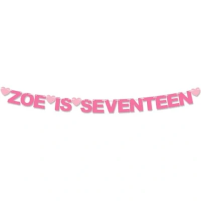 Image of Personalised Name Is Seventeen 17th Birthday Recyclable Card Party Bunting