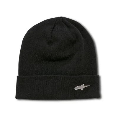 Image of Alpinestars Men&#039;s Metal Logo Cuff Beanie Beret, Black/White, One Size