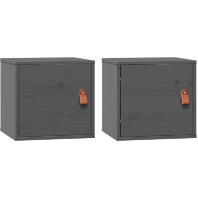 Image of vidaXL Wall Cabinets 2 pcs Grey 31.5x30x30 cm Solid Wood Pine
