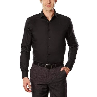 Image of UNLISTED Men&#039;s Dress Shirt Solid, Black, 16&quot; 16.5&quot; Neck 32&quot; 33&quot; Sleeve