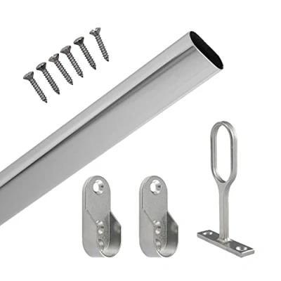 Image of EAI Polished Chrome Wardrobe Rail Oval Kit for Clothes Hanging (30x2500mm)
