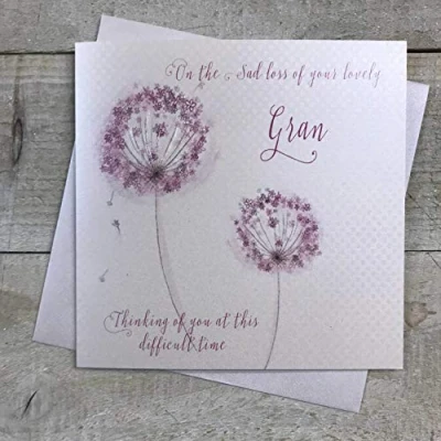 Image of WHITE COTTON CARDS Sympathy Handmade Card Loss of Gran VN97 GRAN, 16cm x
