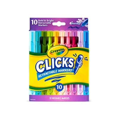 Image of Crayola Washable Markers with Retractable Tips, Clicks, School Supplies, 10 Count, Gifts for Kids