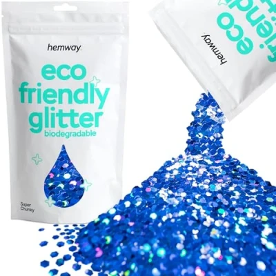 Image of Biodegradable Glitter Sapphire Blue Holographic Eco Friendly Plant Based Bio Super Chunky for Face Body Hair Craft Resin Festival Makeup Eyeshadow 100g / 3.5oz