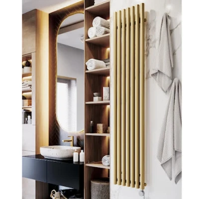 Image of Terma Rolo Room E Brass Electric Oil Filled Smart Radiator 1800 x 370mm