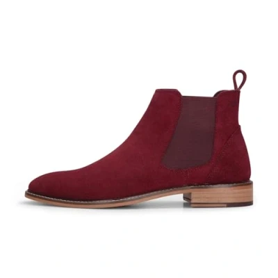 Image of TruClothing Men&#039;s Brugundy Suede Leather Slip On Chelsea Ankle Boots Wine 11