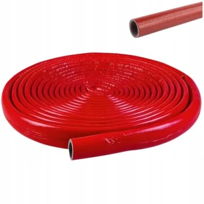 Image of 18mm Red Coated Pipe Insulation Foam in Coil Length 10 Meters Strong Round Tube Lagging Thermal Acoustic Water Wrap (18mm, Red)