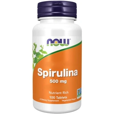 Image of Now Foods, Spirulina, 500mg, 100 Vegan Tablets, Lab Tested, Soy Free, Gluten Vegetarian, Non GMO