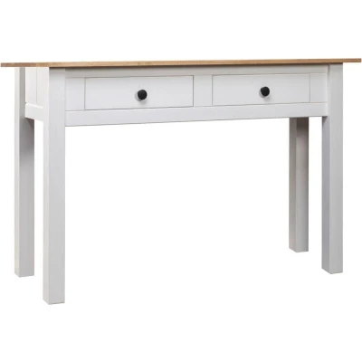Image of vidaXL Console Table White 110x40x72 cm Solid Pine Wood Panama Range