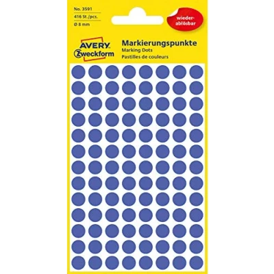 Image of Avery Zweckform Etikett 8 mm Marking Dots Blue Removable Wall Stickers 416ST
