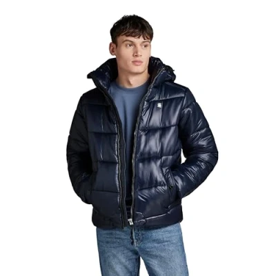 Image of G STAR Men&#039;s Padded Hooded Puffer Jacket, Blue (Salute D24676 D418 C742), XL