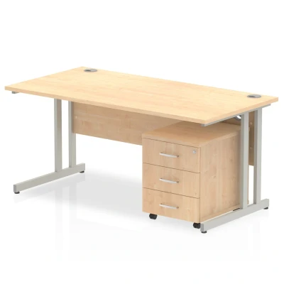Image of Impulse 1400 Straight Cantilever Workstation with Three drawer mobile