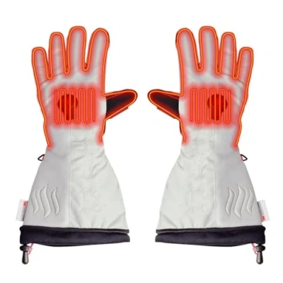 Image of Glovii GS8 Heated Ski Gloves &amp; Handy Case Electric Hand Warmers for Men Women with Li Poly Rechargeable Battery Pocket Made of Carbon Fibers, Covered Genuine Cow Leather Grey, S
