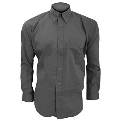 Image of Kustom Kit Mens Long Sleeve Corporate Oxford Shirt (16inch) (Charcoal)