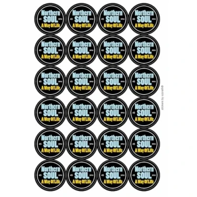 Image of Northern Soul A Way of Life Circular Matt Paper Stickers A4 Sheet 24 (Each Sticker is 45mm Diameter)