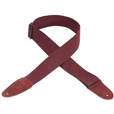 Image of Levy&#039;s 2 inch Cotton with Leather Ends Burgundy