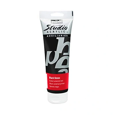 Image of Pébéo Studio Acrylics 250 ml Gesso Black Primer Acrylic Paint Universal to Prepare All Your Surfaces