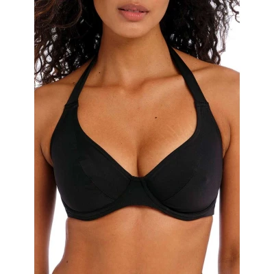Image of Freya Jewel Cove Halter Bikini Top Plain Black 28FF