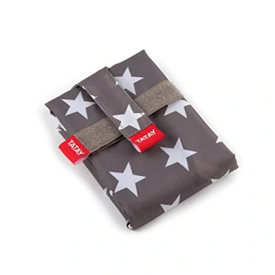 Image of TATAY Reusable Sandwich Bag, Ideal for food storage, Adaptable, Easy to clean,Eco Friendly, BPA Free, Customisable. Stars Grey. Size 72,5 x 0,3 44 cm