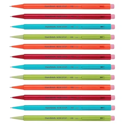 Image of Papermate Auto Mechanical Pencil Non Stop 0.7mm Pack of 12 Assorted Barrel Colours