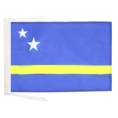 Image of AZ Flag Curaçao 18&#039;&#039; x 12&#039;&#039; cords Curaçaoan SMALL flags 30 45cm Banner 18x12 in