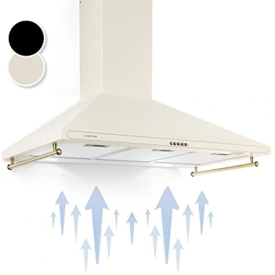 Image of Klarstein 90cm Angled Extractor Fan for Kitchens, Exhaust Hood w/Dishwasher Safe Aluminium Grease Filter, Quiet and Powerful 645m3/h Airflow, LED Lighting, Degreasing