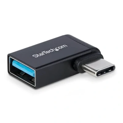 Image of StarTech.com Right Angled USB C to A Adapter, 5Gbps, Compact Male Female Metal Housing, M/F