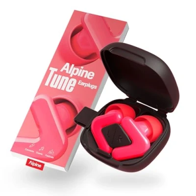 Image of Alpine Tune Earplugs, Concert Ear Plugs with Noise Reduction, High Fidelity Music Quality, 19dB Hearing Protection Crystal Clear Sound, 4 Sizes Included, Gigs, Raves, Festivals &amp; Clubs, Neon Pink