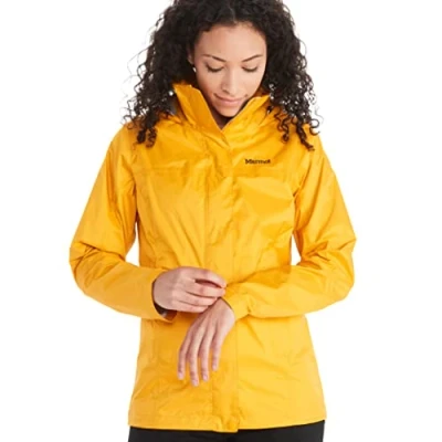 Image of Marmot Women&#039;s Waterproof Jacket, Lightweight Hooded Rain Windproof Raincoat, Breathable Windbreaker, Ideal for Running and Hiking, Solar, L