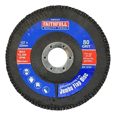 Image of Faithfull FAIFD125120Z Zirconia Abrasive Jumbo Flap Disc 127mm x 22mm FINE