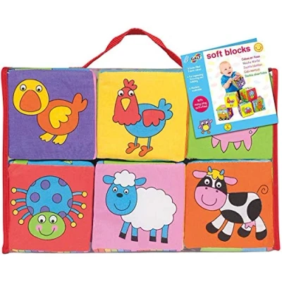 Image of Galt Soft Blocks Fun Design Baby Sensory Toys Foam Filled, Machine Washable Play Building For Early Years Development, Motor Skills and Hand Eye Coordination Ages 6 Months Plus