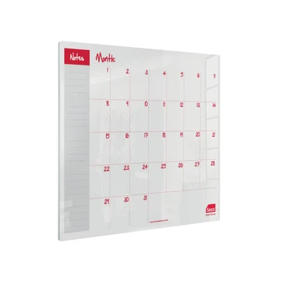 Image of Sasco Semi Transparent Acrylic Mini Whiteboard Monthly Planner, Desktop, Frameless, Dry Erase, 450 x 450, Includes Pen, 2410185