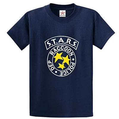 Image of Stars Raccoon Police Department Zombie Unisex Adults T Shirt(XXL, Navy)