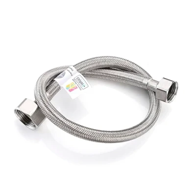 Image of Home Range 500mm WRAS Approved 3/4&quot; x 2 Lengths BSP Flexible Connector Pipe, 304 Stainless Steel Braided Hose, 10 Bar Pressure, 90C Temperature, Durable for Kitchens, Bathrooms, Boiler