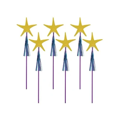 Image of Amscan 341975 Mermaid Wishes Kids Birthday Party Glitter Wands Toy Favours 6 Pack