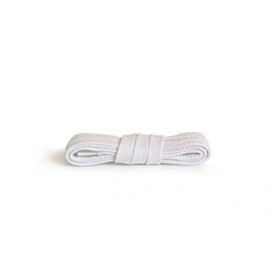 Image of Kaps Flat Laces, quality durable 100% cotton shoe laces for casual footwear, made in Europe, 1 pair, many colours and lengths (60 cm 24 inch 3 to 4 eyelet pairs / 01 white)