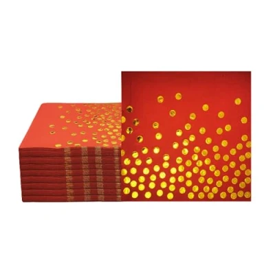 Image of Gold Red Napkins Disposable, CEILIWEN 50PCS and Polka Dot Napkin Serviettes, Paper Table Napkins, Party Cocktail Red, 33x33cm