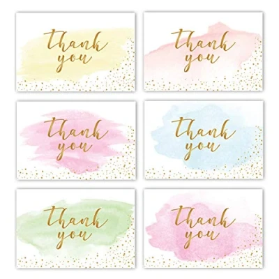 Image of Lansonee 12pcs Nest Designs Gold And Watercolor Thank You Cards with Envelopes for Baby Shower Note Cards, Wedding, Bridal