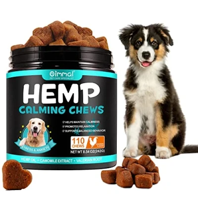Image of XAYGHE Hemp Calming Chews for Dogs, Dog Treats, Dogs Anxiety Relief Fear, Separation Anxiety, Barking, Hyperactivity, Reactivity, Aggression, Chicken Flavor, 110pcs (Chicken)
