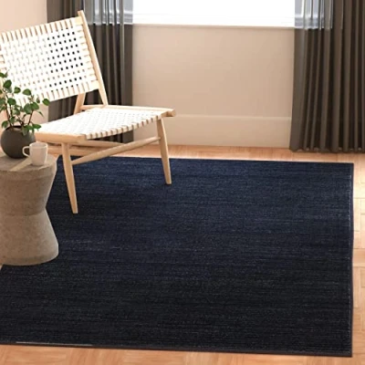 Image of Safavieh Glam Solid Color Rug for Living Room, Dining Bedroom Vision Collection, Short Pile, in Navy, 91 X 152 cm