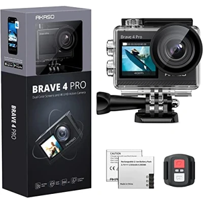 Image of AKASO Brave 4 Pro 4K30FPS Action Camera 131ft Waterproof with Touch Screen Advanced EIS Remote Control 5X Zoom Underwater Grey
