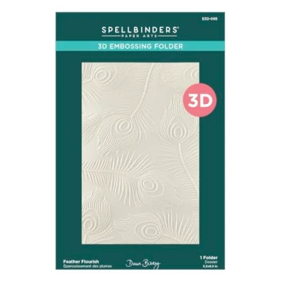 Image of Spellbinders E3D 095 Feather Flourish 3D Embossing Folder from The Peacock Paradise Collection by Dawn Bibby