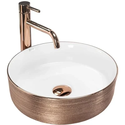 Image of REA U3303 Rose gold/white Bathroom Sink Made of Ceramic Sami Brush