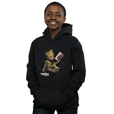 Image of Marvel Boys Guardians of The Galaxy Groot Tape Hoodie Black 12 13 Years