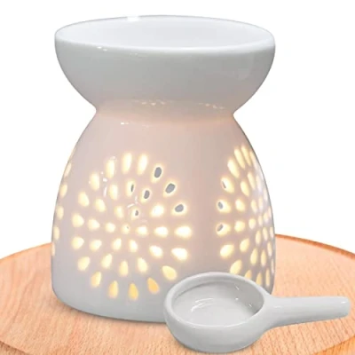 Image of Fulenyi Burner for Oils Aromatherapy Diffuser Wax Melt Warmer Tea Light Holder Ceramic Candle Fragrance