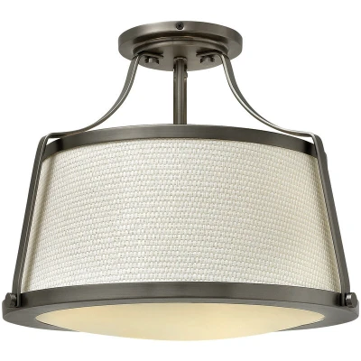 Image of Charlotte 3 Light Semi Flush Ceiling Antique Nickel, E27